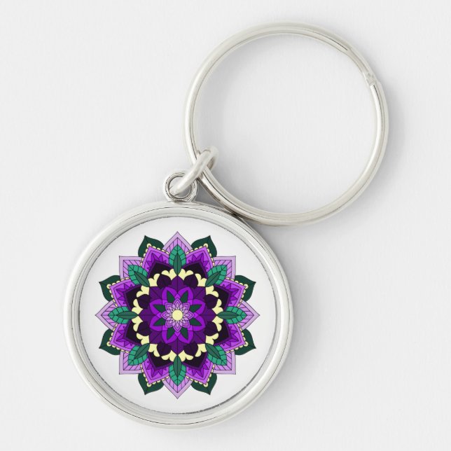 Mandala Pattern 02 in purple Keychain (Front)