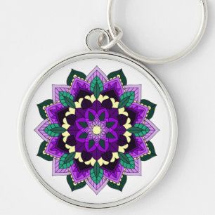 Mandala Pattern 02 in purple Keychain