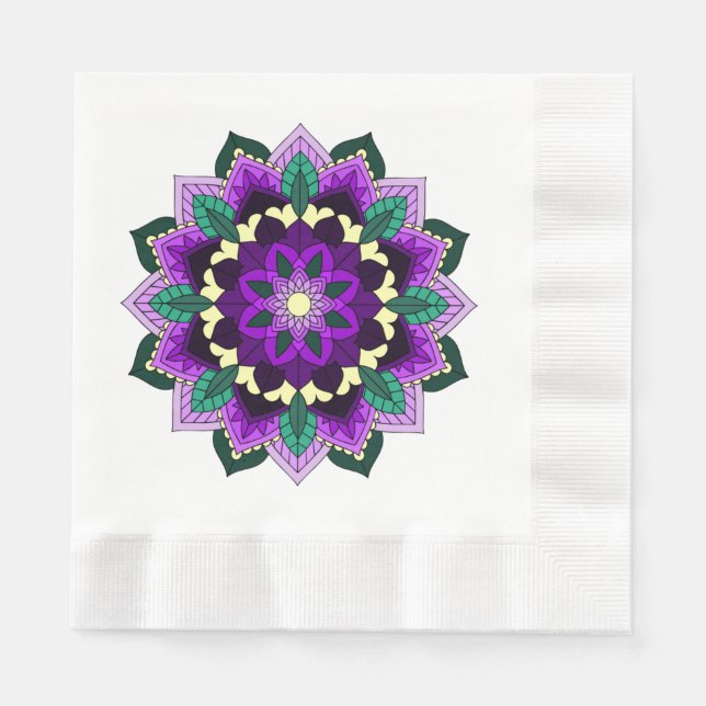 Mandala Pattern 02 in purple Napkins (Front)