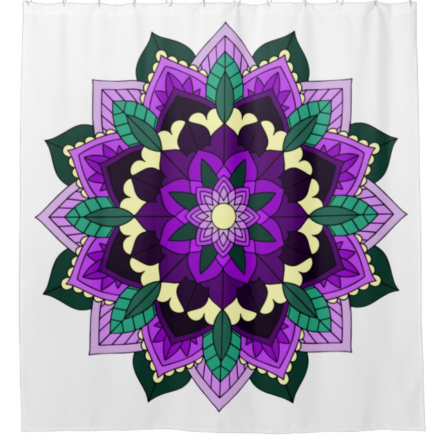 Mandala Pattern 02 in purple Shower Curtain (Front)