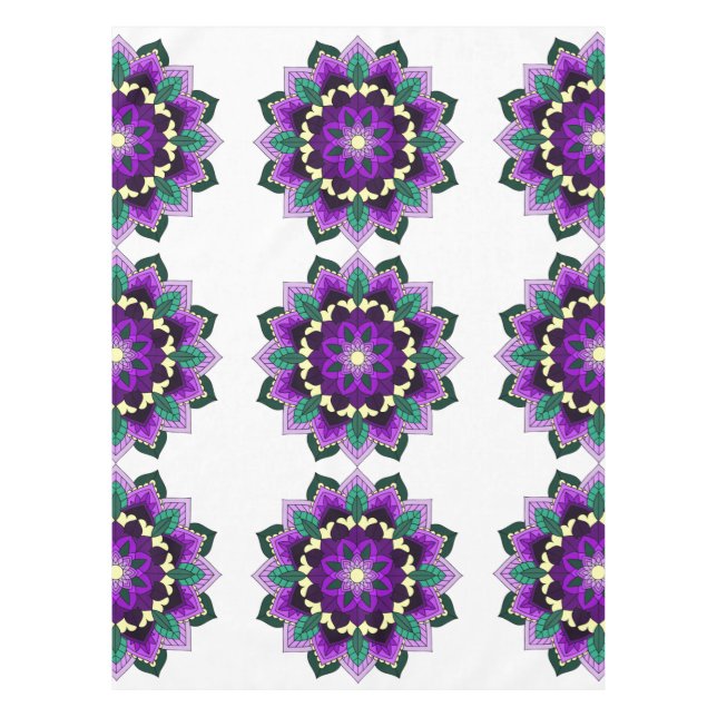 Mandala Pattern 02 in purple Tablecloth (Front)