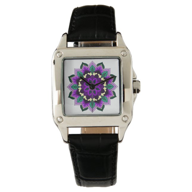 Mandala Pattern 02 in purple Watch (Front)
