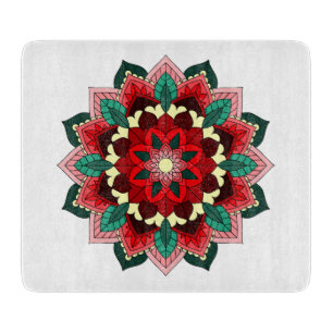 Mandala Pattern 02 in red Cutting Board