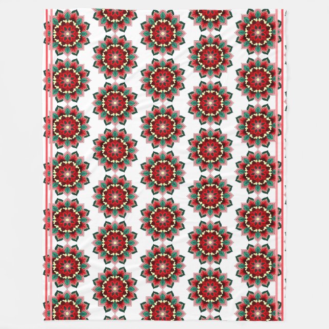 Mandala Pattern 02 in red Fleece Blanket (Front)