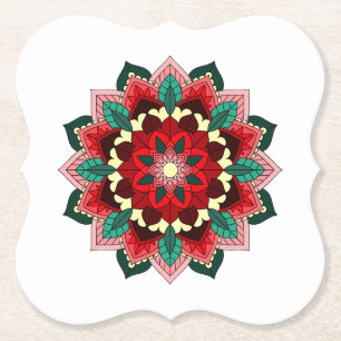 Mandala Pattern 02 in red Paper Coaster