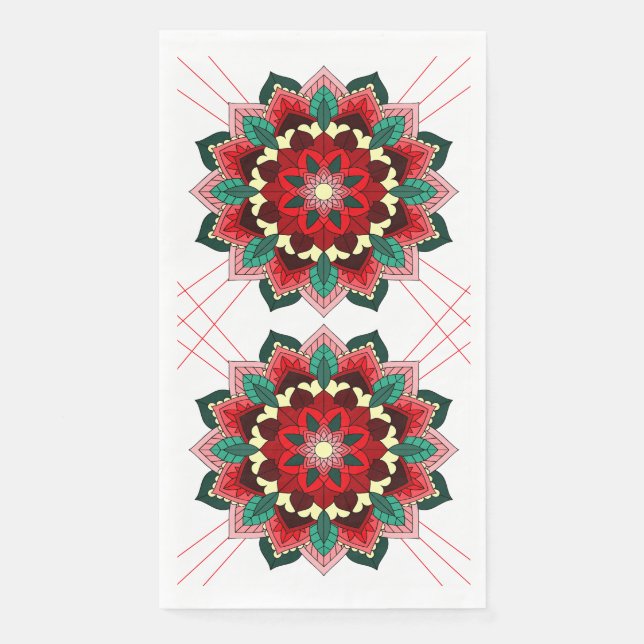 Mandala Pattern 02 in red Paper Guest Towels (Front)