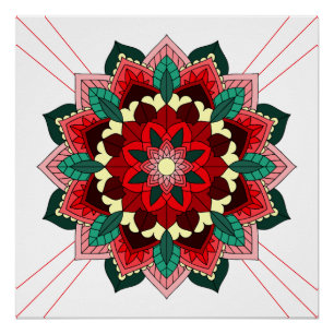 Mandala Pattern 02 in red Poster