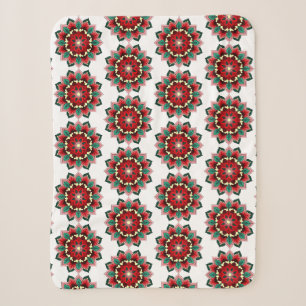 Mandala Pattern 02 in red Sherpa Blanket