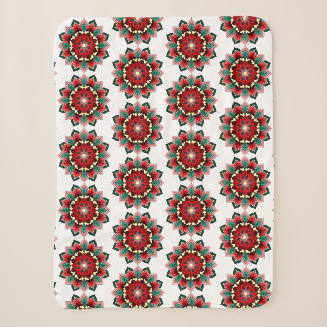 Mandala Pattern 02 in red Sherpa Blanket (Front)