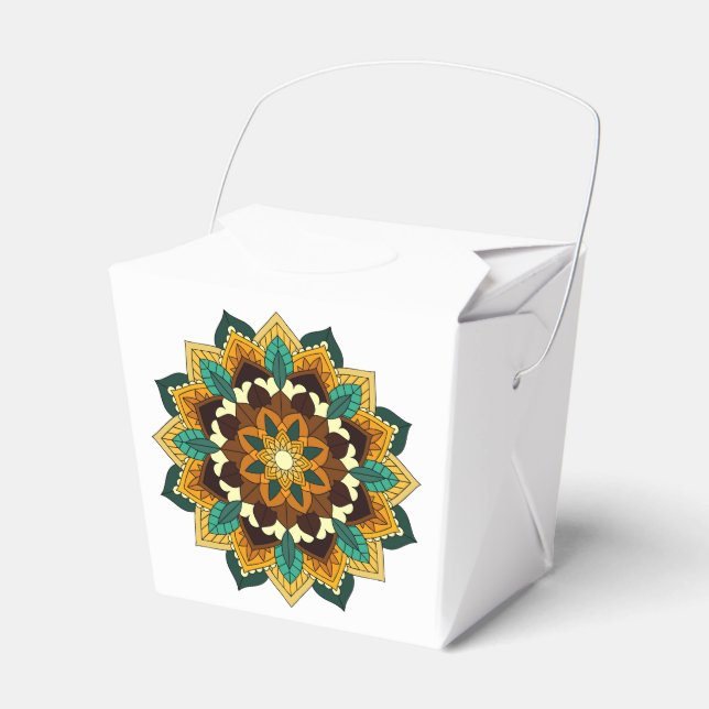 Mandala Pattern 02 in yellow & tan Favor Boxes (Front Side)