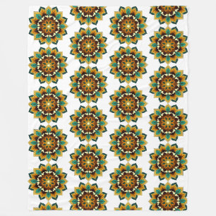 Mandala Pattern 02 in yellow & tan Fleece Blanket
