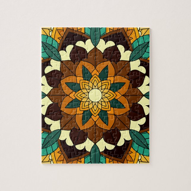 Mandala Pattern 02 in yellow & tan Jigsaw Puzzle (Vertical)