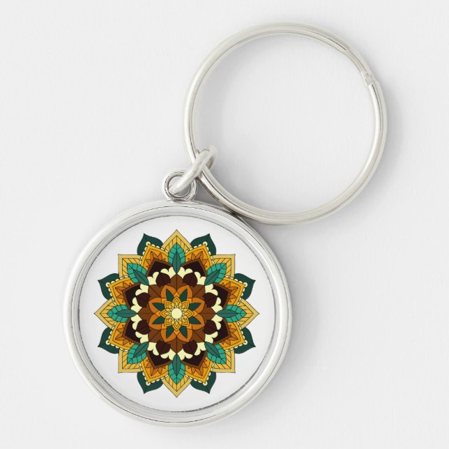 Mandala Pattern 02 in yellow & tan Keychain (Front)