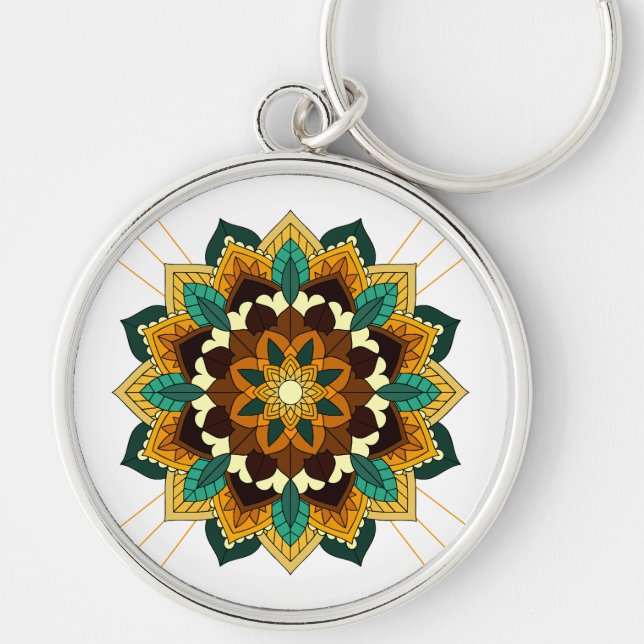 Mandala Pattern 02 in yellow & tan Keychain (Front)