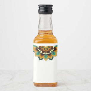 Mandala Pattern 02 in yellow & tan Liquor Bottle Label