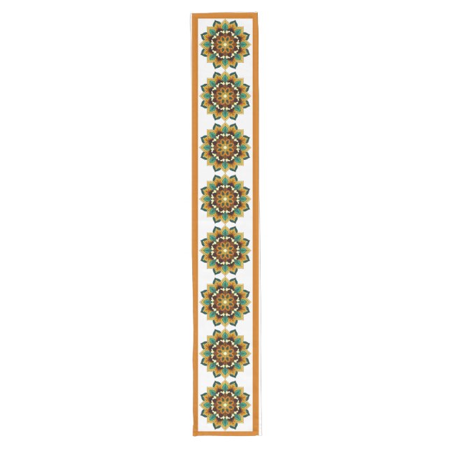 Mandala Pattern 02 in yellow & tan Long Table Runner (Front)