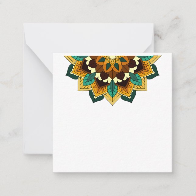 Mandala Pattern 02 in yellow & tan Note Card (Front)