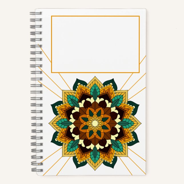 Mandala Pattern 02 in yellow & tan Notebook (Front)