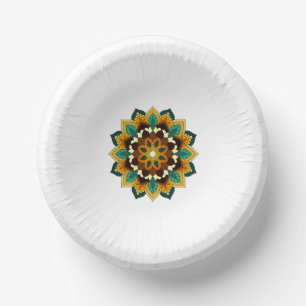 Mandala Pattern 02 in yellow & tan Paper Bowls