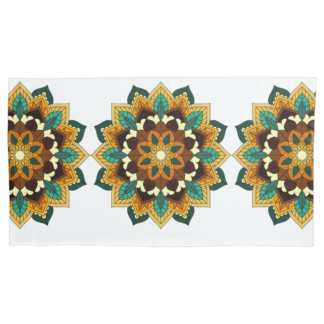 Mandala Pattern 02 in yellow & tan Pillow Case (Front)