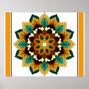 Mandala Pattern 02 in yellow & tan Poster