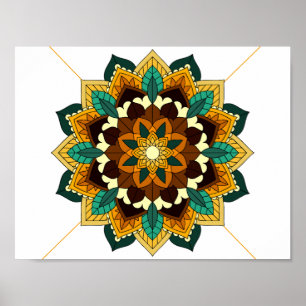 Mandala Pattern 02 in yellow & tan Poster