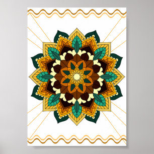 Mandala Pattern 02 in yellow & tan Poster