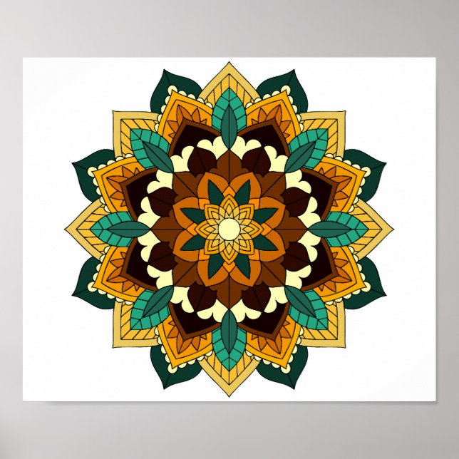 Mandala Pattern 02 in yellow & tan Poster (Front)