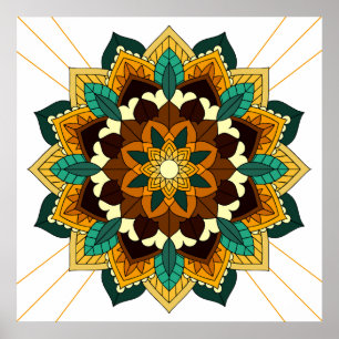 Mandala Pattern 02 in yellow & tan Poster