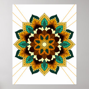 Mandala Pattern 02 in yellow & tan Poster