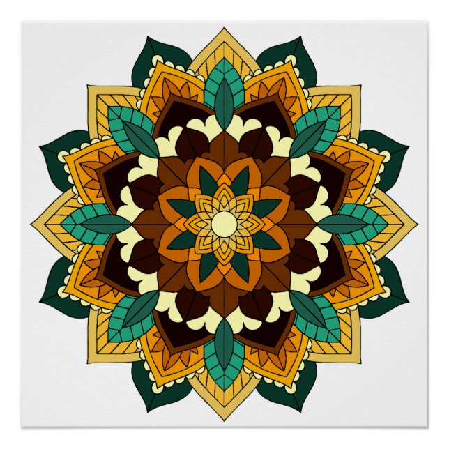 Mandala Pattern 02 in yellow & tan Poster (Front)