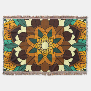 Mandala Pattern 02 in yellow & tan Throw Blanket