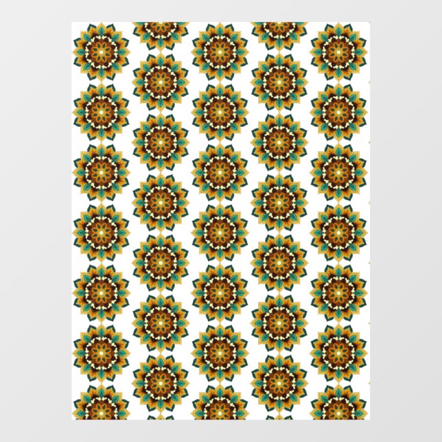 Mandala Pattern 02 in yellow & tan Window Cling (Sheet)