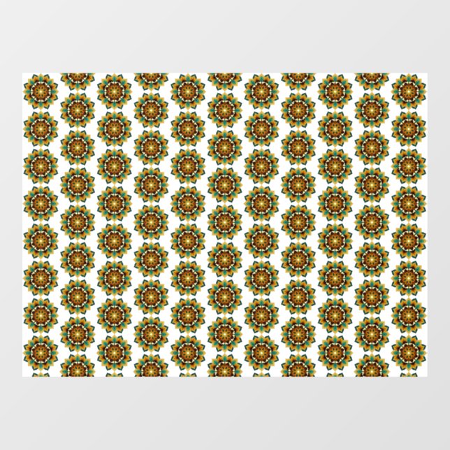 Mandala Pattern 02 in yellow & tan Window Cling (Sheet)