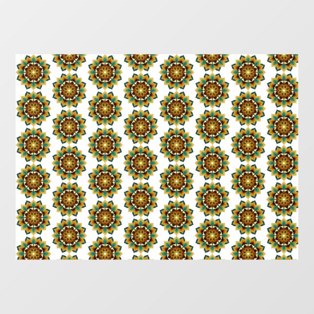 Mandala Pattern 02 in yellow & tan Window Cling (Sheet)