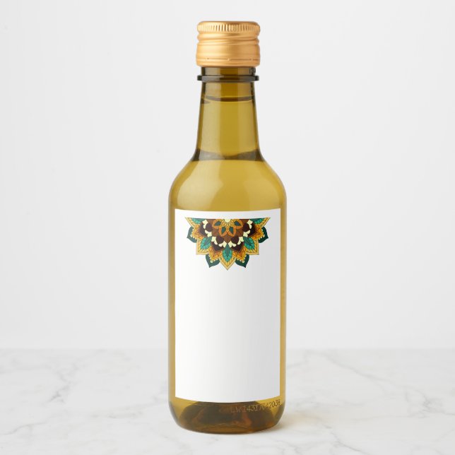 Mandala Pattern 02 in yellow & tan Wine Label (Front)
