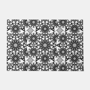 Mandala pattern, Black, White and Gray Doormat