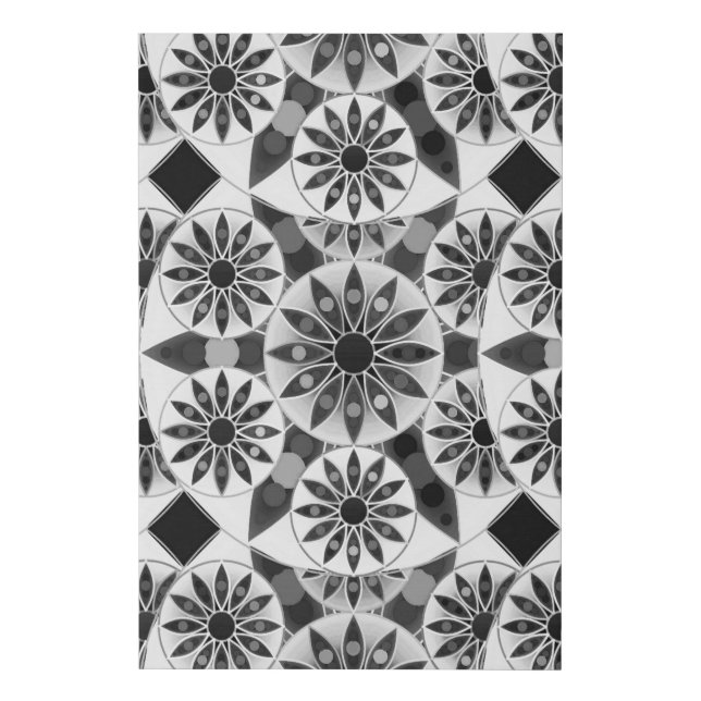 Mandala pattern, Black, White and Gray  Faux Canvas Print (Front)