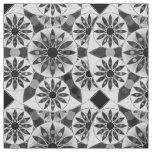 Mandala pattern , black, white and gray / grey fabric
