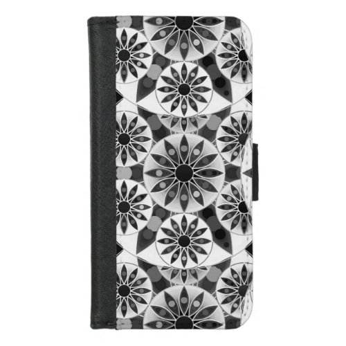 Mandala pattern  black white and gray  grey iPhone 87 wallet case