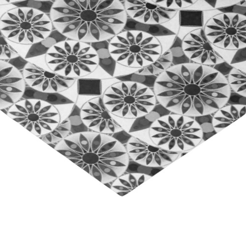 Mandala pattern  black white and gray  grey tissue paper