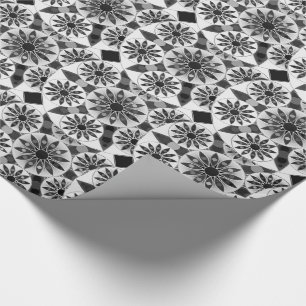 Mandala pattern , black, white and gray / grey wrapping paper