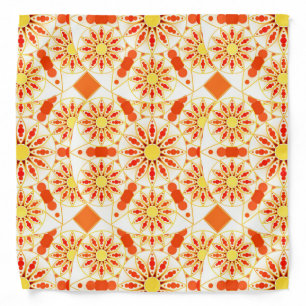 Mandala pattern, brick red, rust, gold bandana