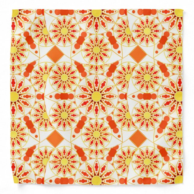 Mandala pattern, brick red, rust, gold bandana (Front)