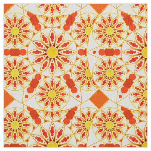 Mandala pattern, brick red, rust, gold fabric