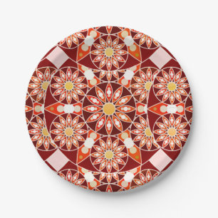 Mandala pattern, brown, rust, tan, beige paper plates