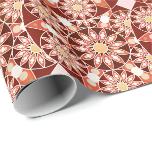 Mandala pattern, brown, rust, tan, beige wrapping paper