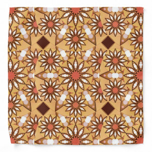 Mandala pattern, caramel tan, chocolate brown bandana
