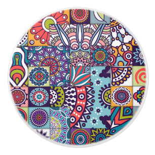 Mandala pattern ceramic knob
