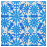 Mandala pattern, cobalt, turquoise and white fabric